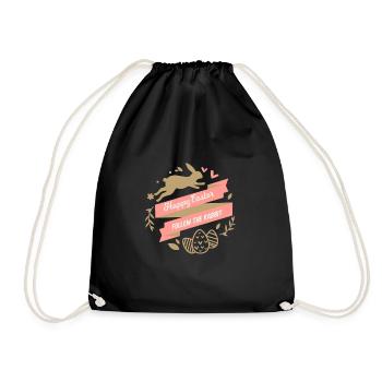 Happy Easter Frohe Ostern Follow The Rabbit - Drawstring Bag - black - Front