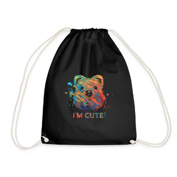 Perfect, colorful, cool Quokka shirt with a saying - Drawstring Bag - black - Front