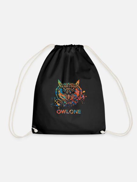Perfect, colorful, cool owl shirt with a saying - Drawstring Bag - black