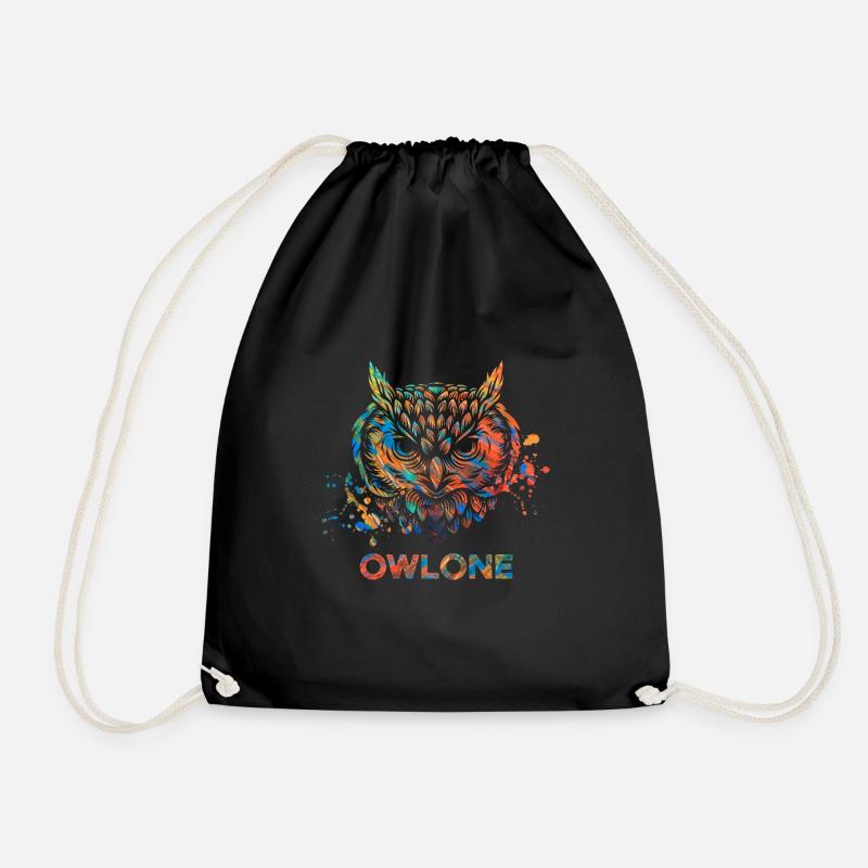 Perfect, colorful, cool owl shirt with a saying - Drawstring Bag - black