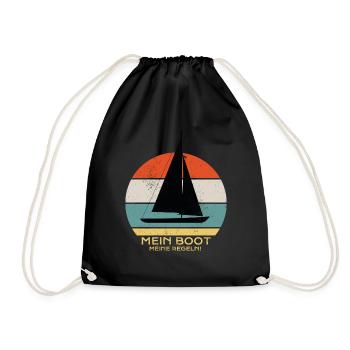 my boat my rules - Drawstring Bag - black - Front