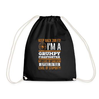Firefighters fireman - Drawstring Bag - black - Front