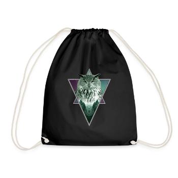 Owl spirit animal nature and outdoor lover - Drawstring Bag - black - Front