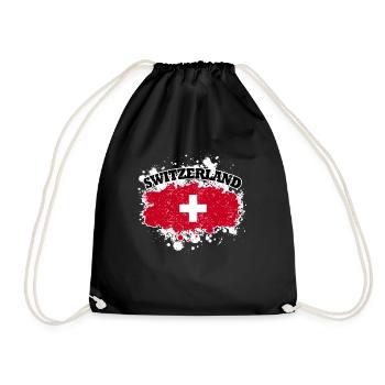 Switzerland Switzerland flag - Drawstring Bag - black - Front