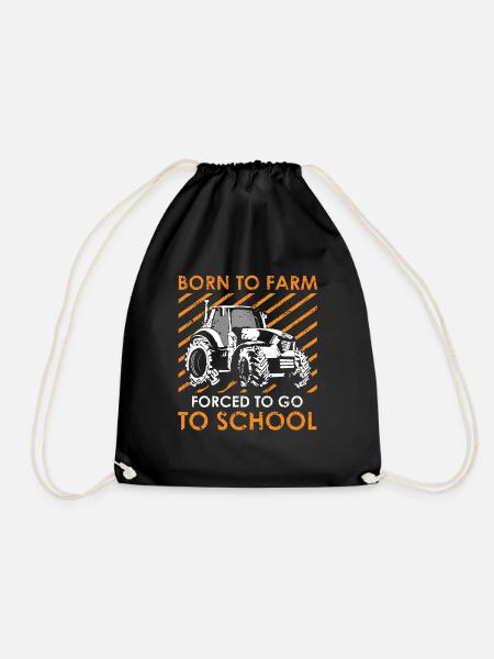 Born To Farmer Forced To School - Drawstring Bag - black