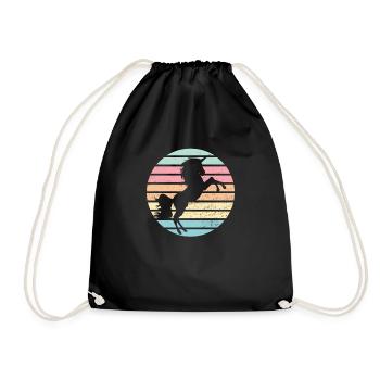 Rétro vintage licorne arc-en-ciel Unicorn - Sac de sport léger - noir - Devant