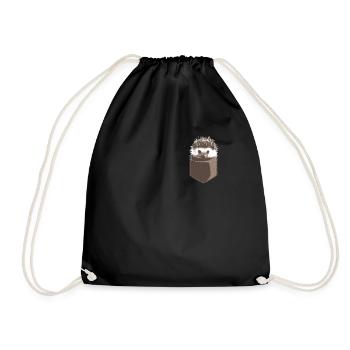 Pocket pocket chest pocket cute hedgehog hedgehog - Drawstring Bag - black - Front