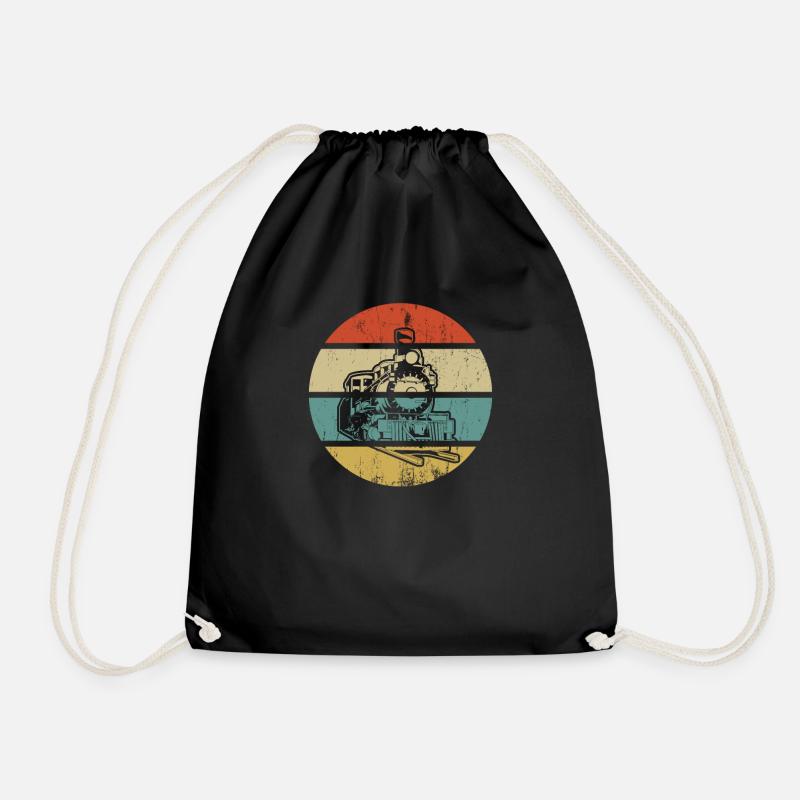 Train trains model railway railway gift - Drawstring Bag - black