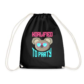Cute koala graphic Australia retro party - Drawstring Bag - black - Front