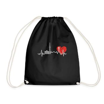 Berlin Heartbeat Skyline Heart Gift - Drawstring Bag - black - Front