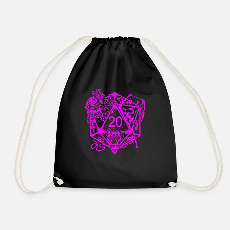 Female Tabletop Gift Print Womens Fantasy D20 RPG - Drawstring Bag - black