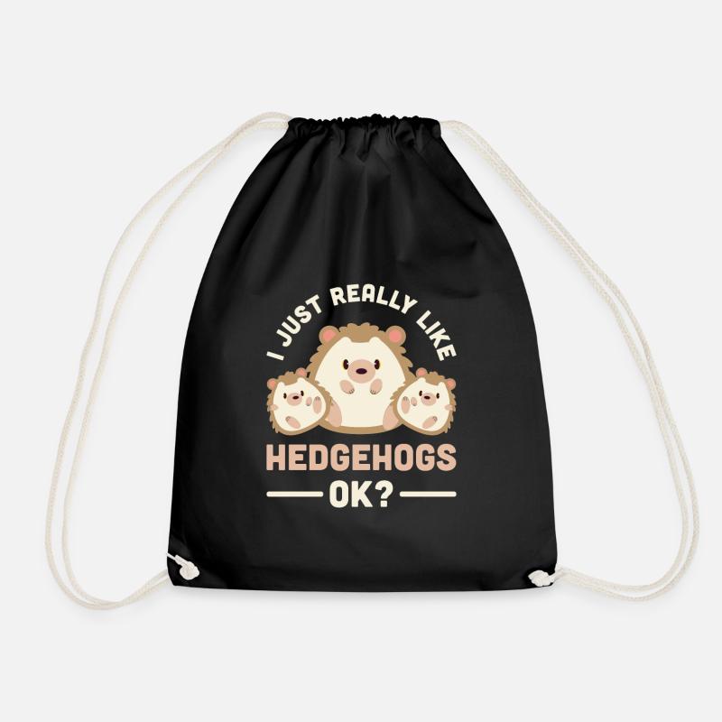Hedgehog - Drawstring Bag - black
