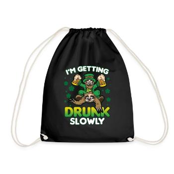 IN GETTING DRUNK SLOWLY sloth goblin beer humor - Drawstring Bag - black - Front