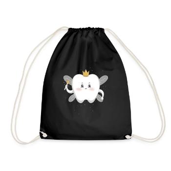 Tooth fairy fairy teeth wing tooth carnival gift - Drawstring Bag - black - Front