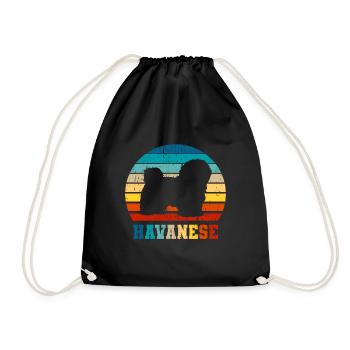 Cadeau vintage chien bichon havanais - Sac de sport léger - noir - Devant