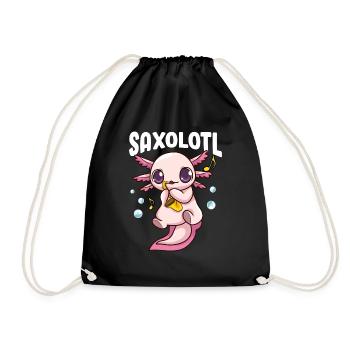 Netter u. Lustiger Saxolotl Entzückender Saxophon, der Axolotl spielt - Turnbeutel - Schwarz - Vorne