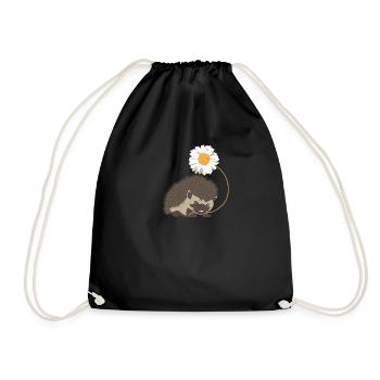 Flower Daisies Hedgehog Lover Hedgehugs Hedge - Drawstring Bag - black - Front