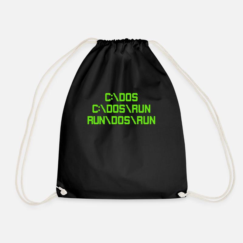 C:\DOS C:\DOS\RUN RUN\DOS\RUN Funny Computer Joke - Turnbeutel - Schwarz