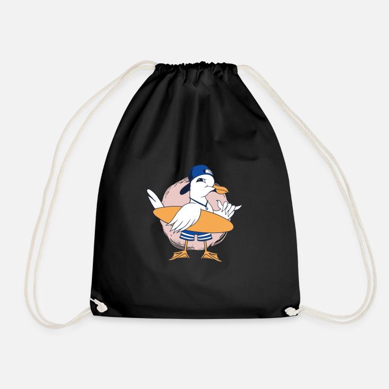 Surfer gull - Drawstring Bag - black