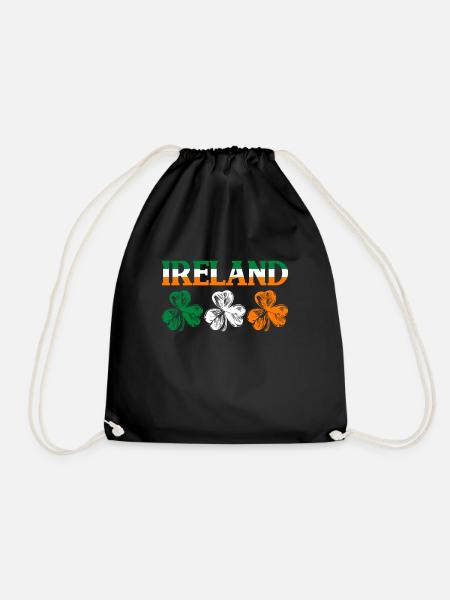 Ireland shamrock flag - Drawstring Bag - black