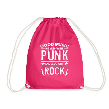 punk punk rocker punk rock - Drawstring Bag - fuchsia - Front