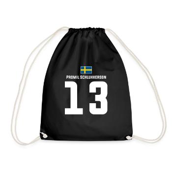 Schwedische Namen Fußball Sauf Mallorca Trikot - Turnbeutel - Schwarz - Vorne