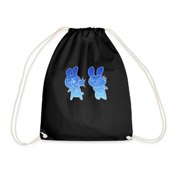 Baka Rabbit Face Slapping Japan funny gift - Drawstring Bag - black - Front