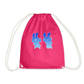 Baka Rabbit Face Slapping Japan funny gift - Drawstring Bag - fuchsia - Front