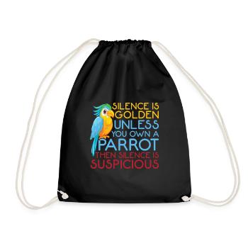 Le silence graphique drôle de perroquet est un oiseau d'or - Sac de sport léger - noir - Devant