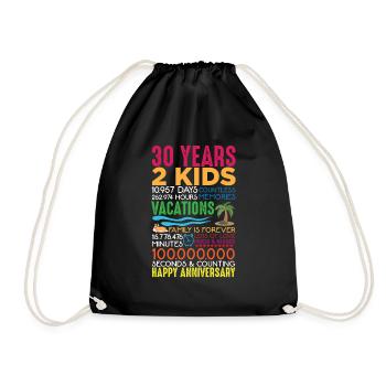 30 ans anniversaire de mariage 2 enfants parents - Sac de sport léger - noir - Devant
