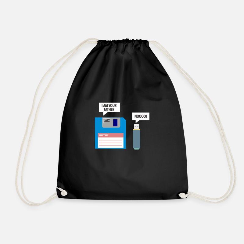 Diskette und USB - Turnbeutel - Schwarz