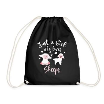 Fille qui aime mouton agneau enfant mouton - Sac de sport léger - noir - Devant