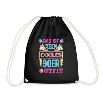 90er Jahre Party Outfit Kostüm Verkleidung 90s - Turnbeutel - Schwarz - Vorne