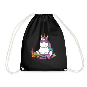 90s 80s party outfit costume unicorn - Drawstring Bag - black - Front