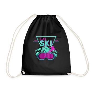Retro Ski - Turnbeutel - Schwarz - Vorne