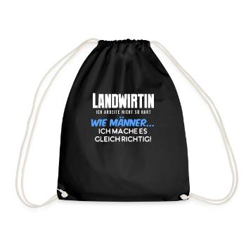 Landwirtin ich arbeite so hart - Turnbeutel - Schwarz - Vorne
