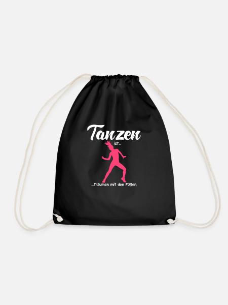 Tanzen ist Träumen mit Den Füßen Bewegung Musik - Turnbeutel - Schwarz
