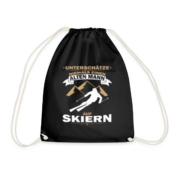 Alten Mann auf Skiern skifahren Ski - Turnbeutel - Schwarz - Vorne