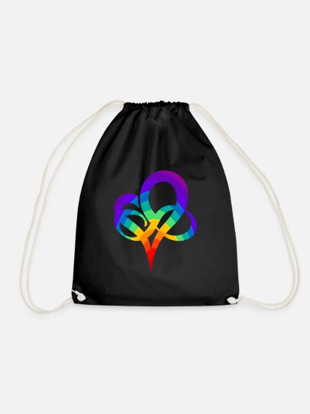Rainbow heart - Drawstring Bag - black