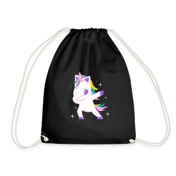 Einhorn tanzen dabbing Geschenk - Turnbeutel - Schwarz - Vorne