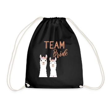 Team Bride Bride Alpaca Llama JGA Bachelorette - Drawstring Bag - black - Front