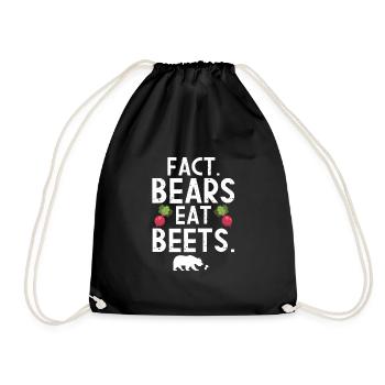 Fact bears eat beets camping hiking nature - Drawstring Bag - black - Front