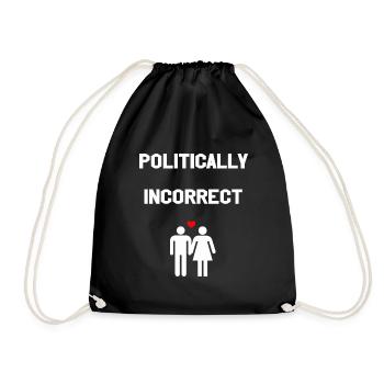 hetero politisch inkorrekt Geschenk - Turnbeutel - Schwarz - Vorne