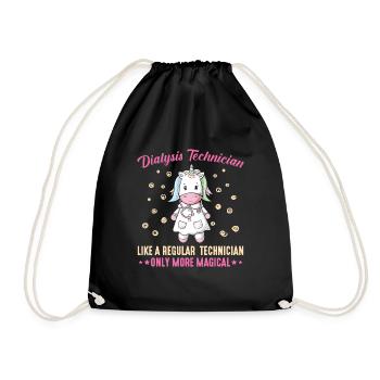 Dialysis technician unicorn sister nephrologist - Drawstring Bag - black - Front