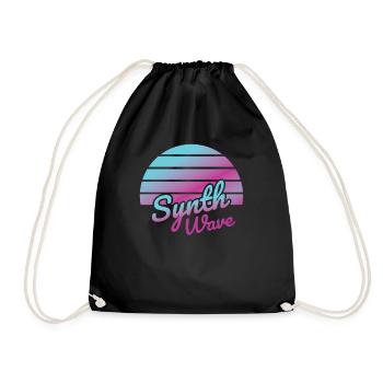synth wave music lover - Drawstring Bag - black - Front