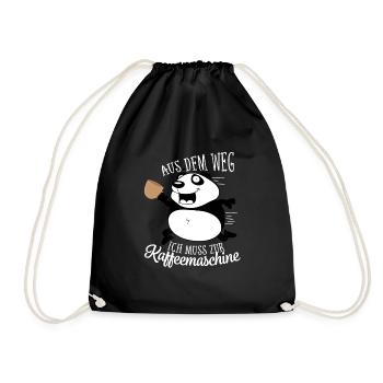 Panda Kaffee aus dem Weg ich brauch Kaffee - Turnbeutel - Schwarz - Vorne