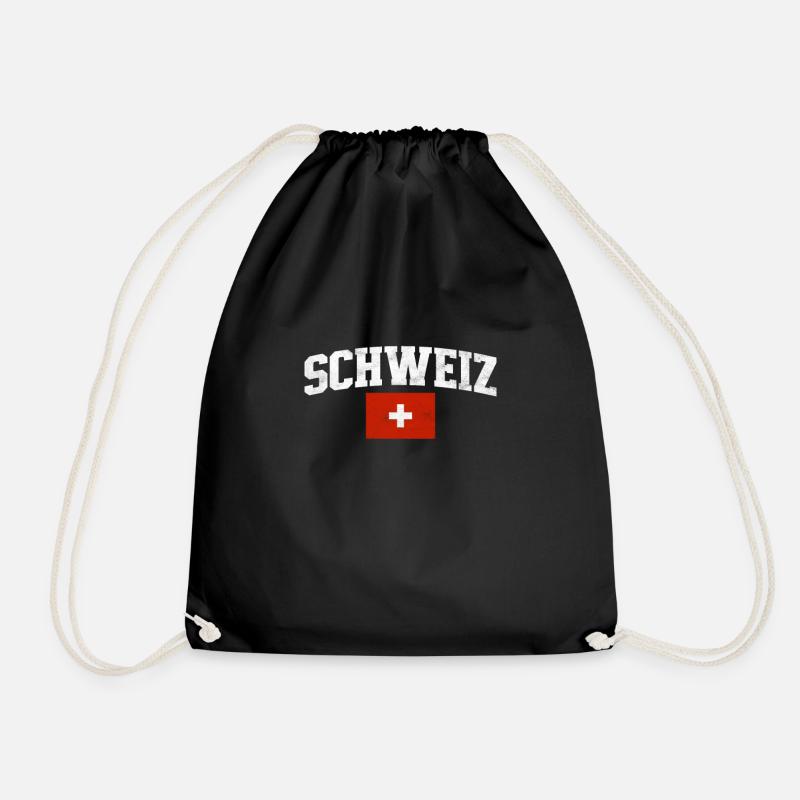 Schweiz Schweizer Geschenkidee - Turnbeutel - Schwarz