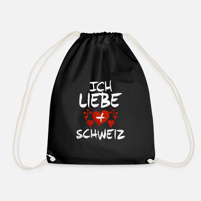 Schweiz Schweizer Geschenkidee - Turnbeutel - Schwarz