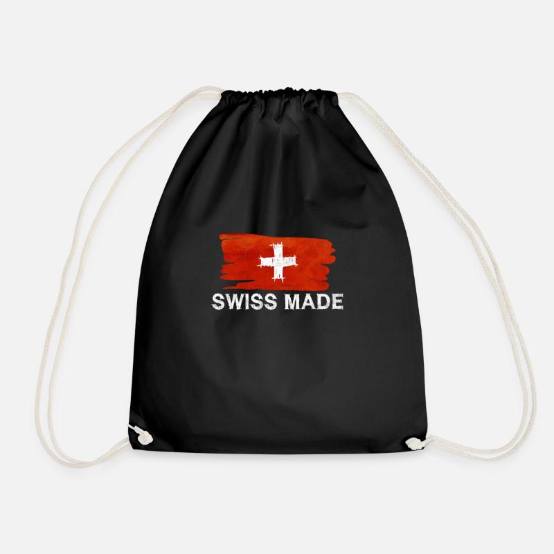 Schweiz Schweizer Geschenkidee - Turnbeutel - Schwarz