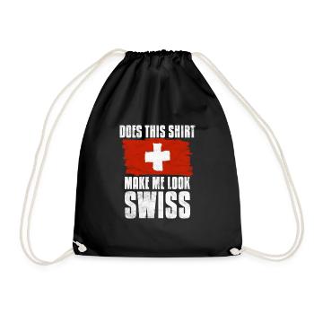 Schweiz Schweizer Geschenkidee - Turnbeutel - Schwarz - Vorne